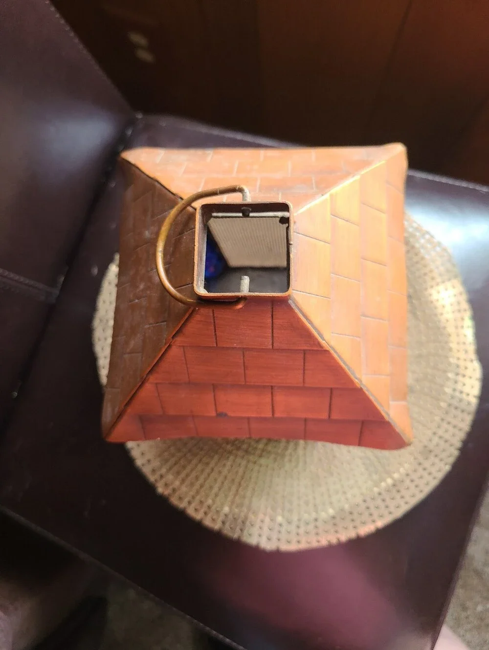 Blue and Bronze Decorative Lantern with Glass Bead Accents